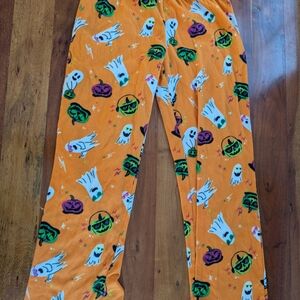 Spooky Ghost Print Kids Pajama Bottoms - Orange
